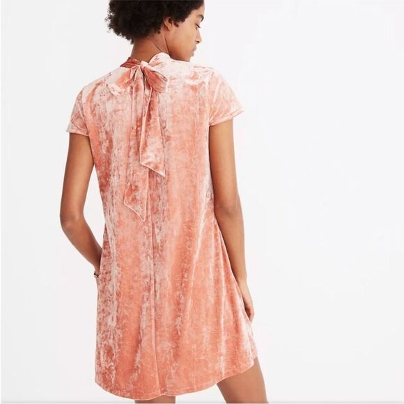 MADEWELL | Crushed Velvet Peach Mock Neck Cap Sleeve Dress Women’s Size X-Small - Picture 11 of 11
